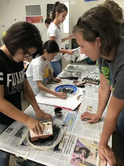 student working on a project